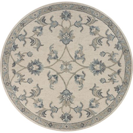 LR RESOURCES LR Resources VICTO81581IVO73RD 7 ft. x 3 in. Round Mirroring Floral Bloom Area Rug; Ivory & Blue VICTO81581IVO73RD